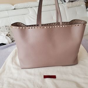 Valentino Rockstud Grainy Calfskin Tote Bag